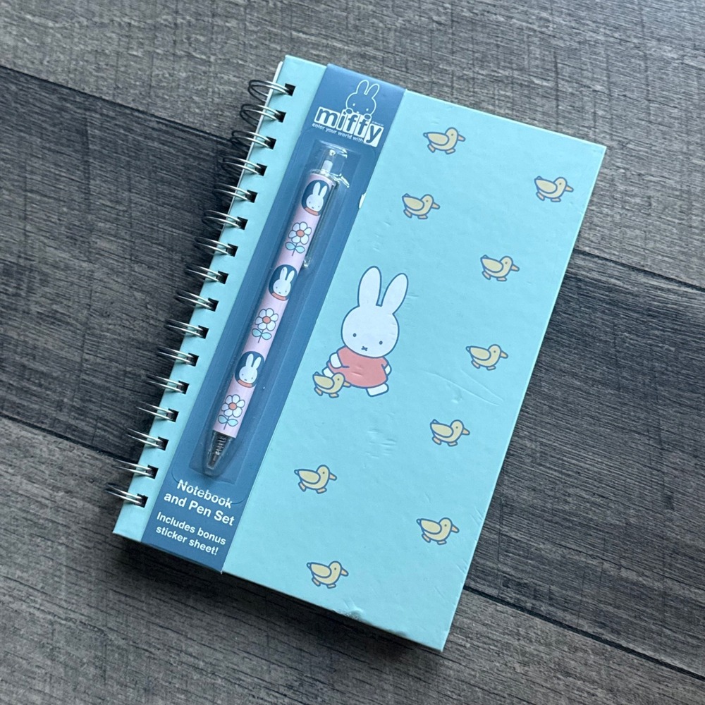 NEW Miffy Ducks Spiral Notebook and Pen Set with Sticker Sheet MY122 Blue Japan